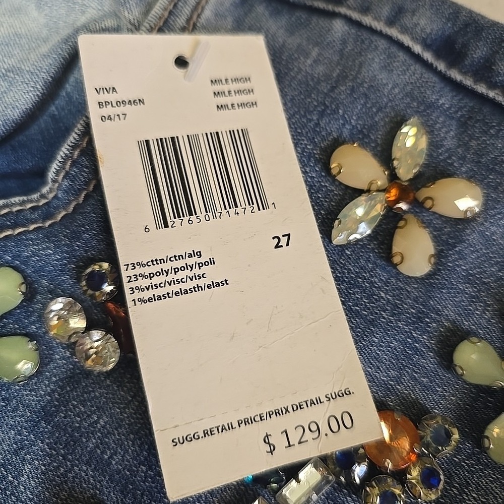 BUFFALO DAVID BITTON NEW Women's Embellished Mid Rise Skinny Jeans Size 27 - Picture 5 of 11
